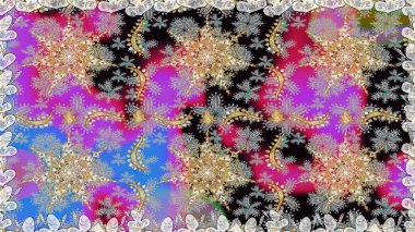 Gri renkli ve altın elementli altın desenli. Geleneksel klasik altın desen. Raster oryantal süs. Barok tarzında kusursuz bir doğulu süsü..