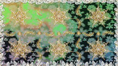 Raster altın pürüzsüz desen. Gri renkli ve altın elementli altın desenli. Arkaplan, kumaş, altın duvar kağıdı. Düz elle çizilmiş vintage koleksiyonu.