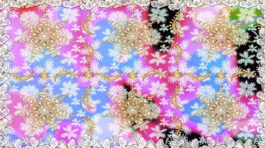 Çiçek desenli altın metal. Tarafsız renkler ve altın elementler. Raster altın çiçek süsü brokar kumaş ve cam desenli. Kusursuz altın desen.