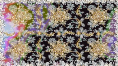 Noel, kar tanesi, yeni yıl. Gri renklerde ve altın elementlerle kusursuz klasik desen. Gri renklerde altın desenli altın elementler.