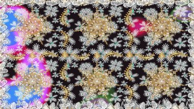 Noel, kar tanesi, yeni yıl 2019. Gri renklerde, altın elementlerle kusursuz klasik desen.