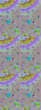 Raster illüstrasyonu. Gri ve nötr renkte çiçekler. Tropikal çizim çiçek deseni.