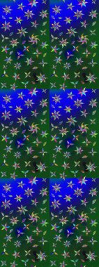 Düz Çiçek Elementleri Tasarımı. Raster illüstrasyonundaki çiçek desenli çizim. Güzel kumaş deseni. Renkli Bahar Teması çizim şablonu.