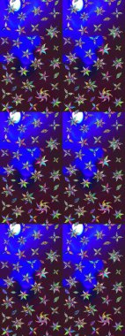 Raster illüstrasyonu. Çiçek desenli eskiz, darbeler, sıçramalar, yaz çiçekleri. Kahverengi ve mavi renkte çiçekler.