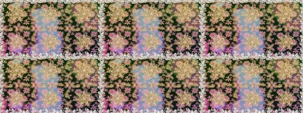 Doğu tarzında klasik tasarım öğesi. Süslü dantel iz sürücü. Gri renkli geleneksel Arapça dekor. Duvar kâğıdı için altın süslü bir illüstrasyon. Çiçekli süslemeli, pürüzsüz bir desen..