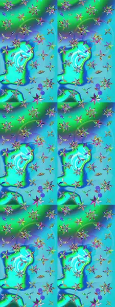 Mavi ve yeşil renkli çiçekler. Yumuşak, yaz çiçekli arka plan. Raster çiçek desenli ve çiçekli..