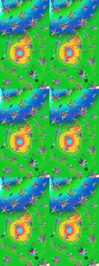 Raster illüstrasyonundaki çiçek desenli çizim. Düz Çiçek Elementleri Tasarımı. Renkli Bahar Teması eskiz kalıbı. Süslü kumaş deseni.