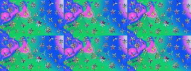 Kumaş, duvar kağıdı ve kağıt üzerine baskı yapmak için gelişen arka plan. Eski usul küçük çiçekli şirin bir eskiz deseni. Raster illüstrasyonu. Moda arka planında parlak buketler.