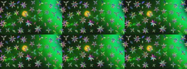 Çiçekli karalama şeklinde Raster çiçek deseni. Yeşil ve gri renkli çiçekler. Yumuşak, bahar çiçekli arka plan.