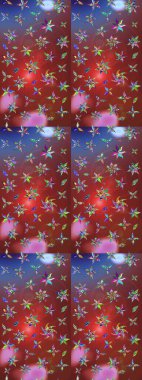 Kahverengi ve kırmızı renklerde bahar çiçekleri. Raster illüstrasyonu. Yaprak ve çiçeklerin suluboya resmi, kahverengi ve kırmızı renklerin çizim şekli.