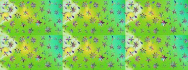 Yeşil ve nötr renklerde çiçekler. Raster illüstrasyonunda çiçek deseni çizimi.