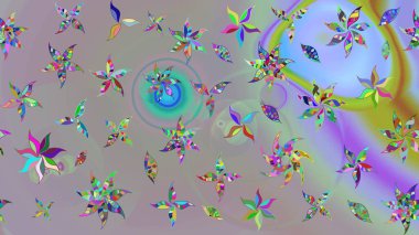 Çizim çiçek deseni duvar kağıdı, web sitesi arka planı, ambalaj kağıdı, davetiye, broşür, afiş veya web sitesi için kullanılabilir. El çizimi Raster çizimi. Parlak elementlerin.