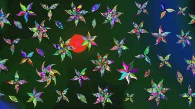 Raster Güzel kumaş deseni. Raster suluboya deseni, narin çiçekler, mavi ve yeşil çiçekler, tebrik kartı şablonu..