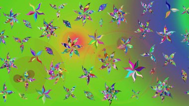 Tekstil ve kapak tasarımı için mükemmel. Elle çizilmiş sonbahar çiçeği deseni. Doodle tarzı. Renkli yeşil ve mor çizim kalıpları. Yeşil ve mor renkte çiçekler.