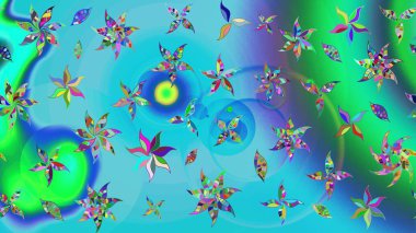 Şirin çiçekler. Raster Moda kumaş deseni. Çizgi çizimi deseni.