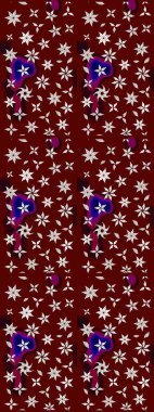 Küçük çiçekteki sevimli çiçek deseni. Raster illüstrasyonu. Kırmızı ve nötr renkte çiçekler.