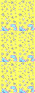 Güzel, parlak, pürüzsüz kumaş, tuval. Raster illüstrasyonu. Eski moda arka plan. Çiçek çelengi. Desen, çizim, çiçek sınırı. Kıvırcık, parlak örgü.