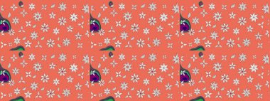 Tekstil, kumaş, kapaklar, duvar kağıtları, baskı, naylon, koleksiyon defteri, örgü, dekupaj için güzel bir eskiz. Küçük turuncu ve nötr çiçeklerle oldukça kaliteli besin torbası deseni.