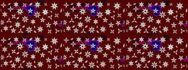 Küçük çiçekteki sevimli çiçek deseni. Raster illüstrasyonu. Kırmızı ve nötr renkte çiçekler.