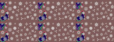 Arkaplan dokusu, duvar kağıdı kahverengi ve nötr renklerde çiçek teması. Soyut etnik raster çizim kalıbı. Kabile sanatı boho baskısı, klasik çiçek arkaplanı.