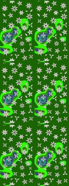 Yeşil ve nötr renklerde çiçekler. Küçük çiçekte sevimli çiçek deseni var..