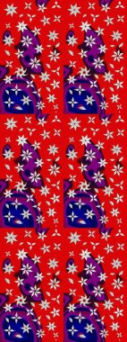 Kırmızı ve mor renkte çiçekler. Raster illüstrasyonunda çiçek deseni çizimi.