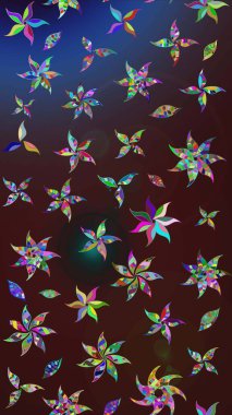 Kahverengi ve mavi renkli çiçekler. Raster illüstrasyonu. Küçük çiçekte sevimli çiçek deseni var..