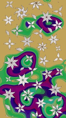 Raster deseni. Suluboya etkisi. Organik elementler. Botanik çizim deseni.