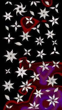 Küçük çiçekteki sevimli çiçek deseni. Yumuşak, yaz çiçekleri siyah ve nötr renklerde. Raster deseni. Raster illüstrasyonu.