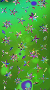 Çiçek deseni. Düz Çiçek Elementleri Tasarımı. Chichi 'nin kumaş kalıbını çiz. Raster illüstrasyonu. Renkli Bahar Teması çizim şablonu.