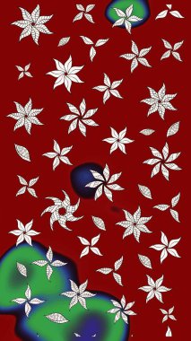 Kırmızı ve nötr renklerde çiçekler. Raster illüstrasyonunda çiçek deseni çizimi.