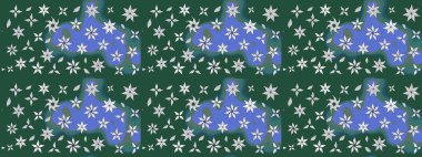 Çiçekli karalama şeklinde Raster çiçek deseni. Raster illüstrasyonu. # Yeşil ve mavi renkte yaz çiçekleri #.