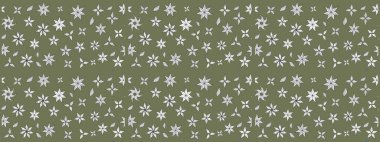 Yeşil ve beyaz renkli çiçekler. Düz Çiçek Elementleri Tasarımı. Renkli Yaz Temalı eskiz kalıbı. Raster illüstrasyonunda çiçek deseni çizimi.