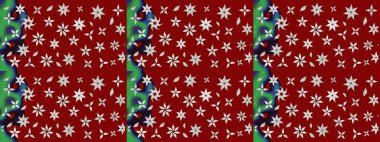 Kırmızı ve nötr renklerde. Raster illüstrasyonu. Kırmızı ve nötr papatyalardan oluşan kırmızı ve nötr bir desen.