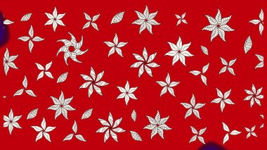 Asya tekstil tarzında. Renkli Bahar Teması eskiz kalıbı. Çiçek desenli çizim. Kırmızı ve nötr renklerde çiçekler. Raster illüstrasyonu. Düz Çiçek Elementleri Tasarımı.