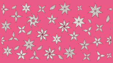 Raster illüstrasyonu. 3D çiçekler, eskiz. Pembe ve nötr renklerde.