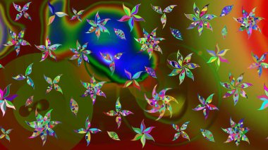 Düz Çiçek Elementleri Tasarımı. Eskiz klasiği. Raster Şirin kumaş deseni. Renkli Bahar Teması çizim şablonu.