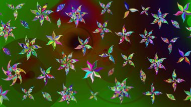 Raster deseni. Karalama çiçekleri çizim kalıbı. Yeşil ve kahverengi el çizimi desen. Sanat ilham verici ve kahverengi tarzı çiçekler ve arkaplan bırakır.