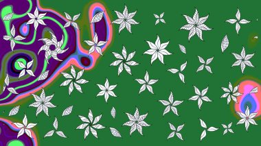 Raster illüstrasyonu. Küçük çiçekteki sevimli çiçek deseni. Raster deseni. Yeşil ve nötr renklerde. Soyut çiçek çizim kalıbı arkaplanı.