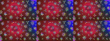 Kibar, bahar çiçekleri kırmızı ve kahverengi renklerde. Çiçekli karalama şeklinde Raster çiçek deseni. Raster illüstrasyonu.