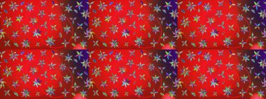 Kırmızı ve kahverengi renkli şirin tekstil tarzında. Renkli çizim kalıbı. Çiçek duvar kâğıdı. Raster illüstrasyonu. Çiçek arka planı.