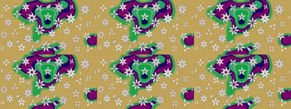 Düz Çiçek Elementleri Tasarımı. Güzel kumaş deseni. Renkli Yaz Temalı eskiz kalıbı. Raster illüstrasyonunda çiçek deseni çizimi.