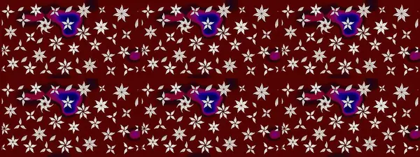 Küçük çiçekteki sevimli çiçek deseni. Raster illüstrasyonu. Kırmızı ve nötr renkte çiçekler.