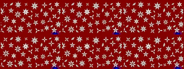 Ağaç dallı bahar çiçekli desen, kırmızı renklerde ve çiçek siluetinde nötr renk. Raster deseni.