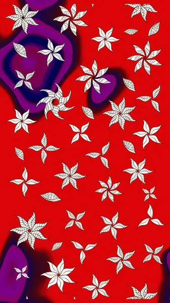 Kibar, bahar çiçekleri kırmızı ve nötr renklerde. Yaprak ve çiçeklerin suluboya resimleri, kırmızı ve nötr renkler üzerine çizimler. Raster illüstrasyonu.