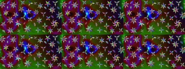 Renkli grunge, soyut arkaplanı kolonya ve yeşil çiçeklerle süslüyor. Parmak izi, kumaş, duvar kâğıdı, tekstil için raster dokusu. Nakış desenli çiçek deseni..