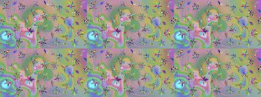 Raster resim. Çiçek desenli çiçek ve yaprakları ile. Sevimli küçük çiçek desenle.