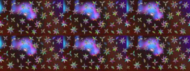 Çok kahverengi ve mor zarif küçük çiçekler ve kahverengi ve mor renkli komik böcekler, raster deseni, illüstrasyon.