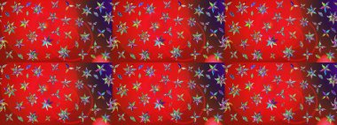 Kırmızı ve kahverengi renkli şirin tekstil tarzında. Renkli çizim kalıbı. Çiçek duvar kâğıdı. Raster illüstrasyonu. Çiçek arka planı.