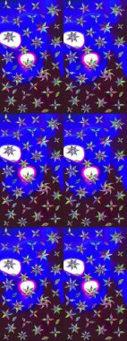 Küçük mavi ve kahverengi çiçeklerle oldukça eski bir besin torbası deseni. Tekstil, kumaş, kapaklar, duvar kağıtları, baskı, paket, koleksiyon defteri, örgü, dekupaj için çiçek arkaplanı..